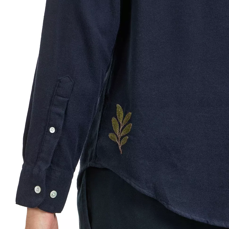 Portuguese Flannel Embroidery Flannell Shirt Navy Herren Hemd blau